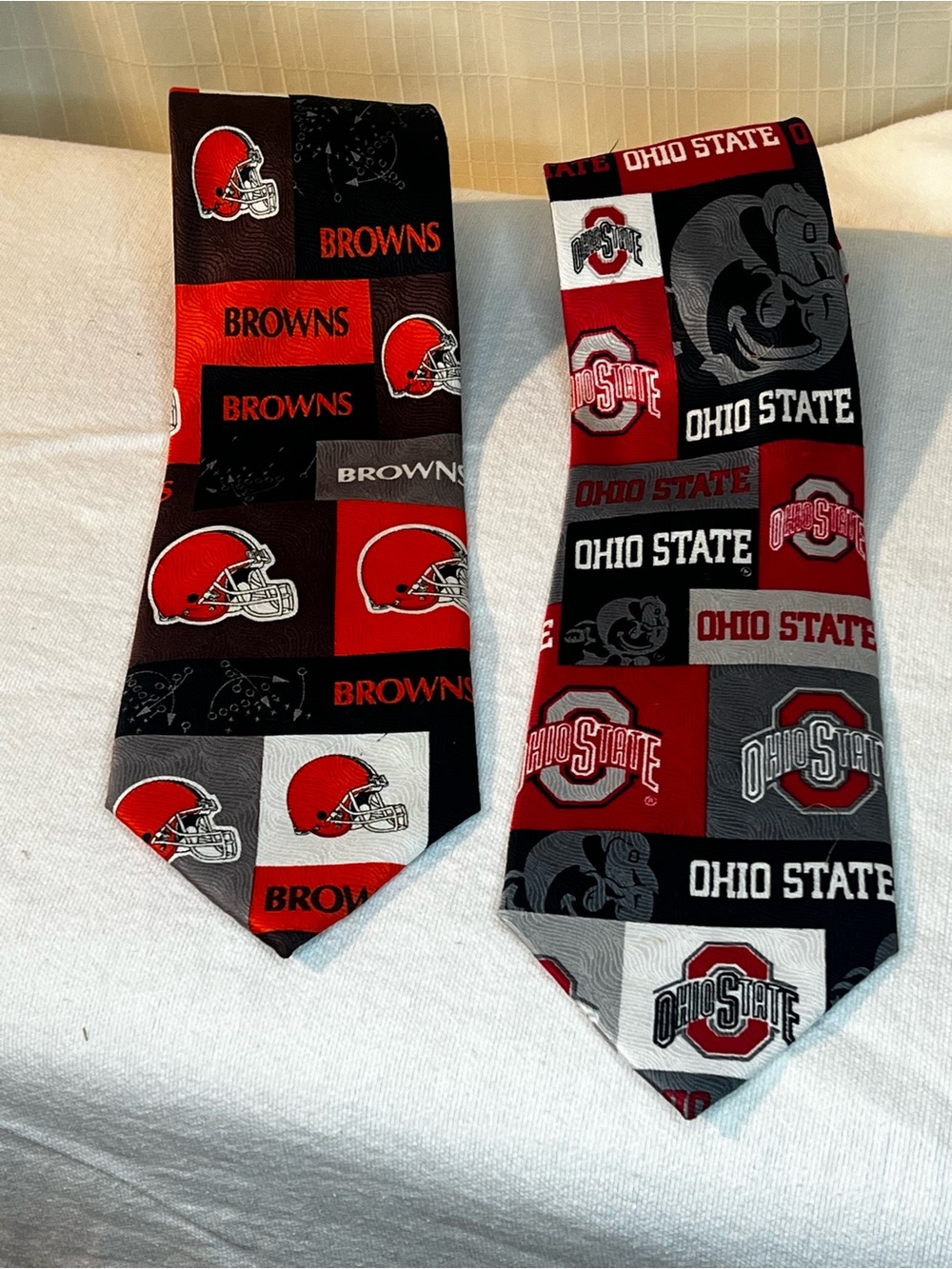 Ralph Marlin Neckties Cleveland Browns & Ohio State VTG 2 for 1